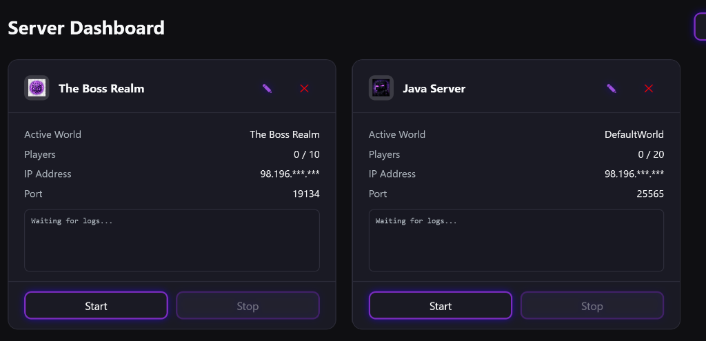 Ender Gaming Core Dashboard Mockup